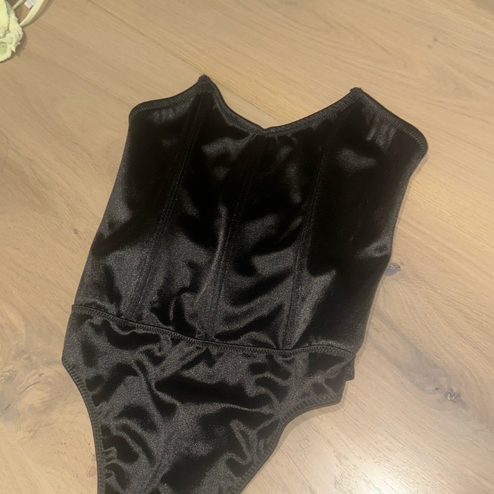 Black silk corset bodysuit (forever 21)
